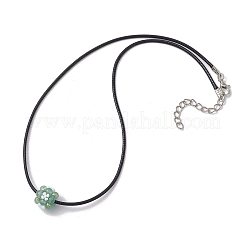 Collane con ciondolo a forma di fiore con perline di semi di vetro e avventurina verde naturale&nbsp;NJEW-MZ00095-05
