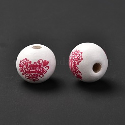 Perles européennes en bois imprimées&nbsp;WOOD-F011-04A
