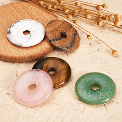 5 stücke 5 stil natürliche rose quarz & tiger eye & howlite & bild jasper & aventurin anhänger&nbsp;G-FW0001-08