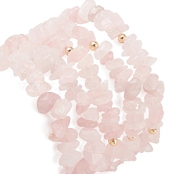 Set di braccialetti elasticizzati con chip di quarzo rosa naturale da 5 pz&nbsp;BJEW-JB09551-02