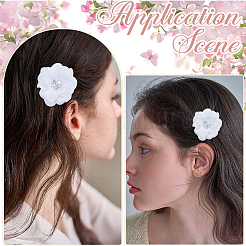 30 Stück Blumenornament-Zubehör aus Polyester und Kunststoff mit Kunstperlen und Strass&nbsp;DIY-SP0006-06E