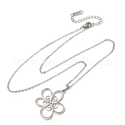 Collane con ciondolo a forma di fiore in acciaio inossidabile 304 e catena a maglie per uomo e donna&nbsp;NJEW-K308-05B-P