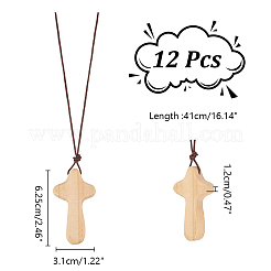 Décorations pendentif croix en bois&nbsp;WOOD-WH0034-55B