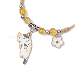 Braccialetti di perline intrecciate di perle di quarzo giallo naturale&nbsp;BJEW-TA00621-05