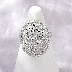 Verstellbare Manschettenringe aus Messing mit Mikropavé und Zirkonia für Damen&nbsp;RJEW-C129-07P