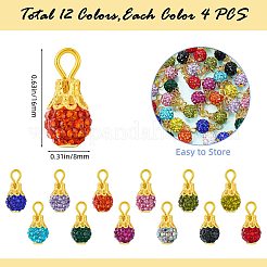 48 pieza de colgantes de rhinestone de arcilla polimérica hechos a mano en 12 colores&nbsp;PALLOY-SW0027