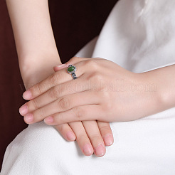 Ovale Fingerringe aus natürlicher Jade&nbsp;WG8AEAC-01