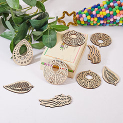 Gros pendentifs en bois non teint&nbsp;WOOD-SC0001-07