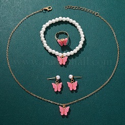 Schmetterling Acryl Anhänger Halskette & Armband & Ohrstecker & Ring Sets&nbsp;FS-WGE5D25-01