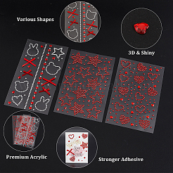 6 feuille de 3 styles d'autocollants pour le visage et le corps en strass acrylique&nbsp;AJEW-SP0002-68C
