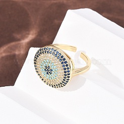Bagues ouvertes en laiton avec micro pavé de zircones cubiques pour femmes&nbsp;RJEW-K264-09C-G