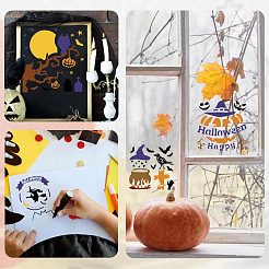 Halloween 16 piezas 16 estilos pet plástico ahueca hacia fuera dibujo pintura plantillas plantillas&nbsp;DIY-WH0349-58