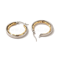Pendientes de aro doble de acero inoxidable 304 de dos tonos para mujer&nbsp;EJEW-I272-03GP