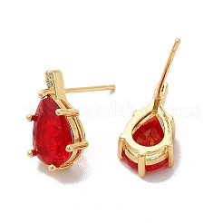Orecchini a bottone a goccia con zirconi&nbsp;EJEW-C057-13G
