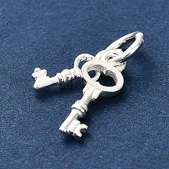 S925 Sterling Silber Doppelschlüssel Charms&nbsp;STER-K183-02B-S
