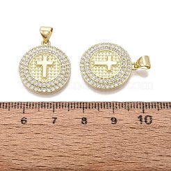 Religiöse Messinganhänger mit Mikropavé-Fassung aus klaren Zirkonia&nbsp;KK-N287-43G-03