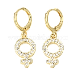 Boucles d'oreilles pendantes à fermoir levier en laiton serties de micro-pavés de zirconiums cubiques&nbsp;KK-CBA04DC-03G