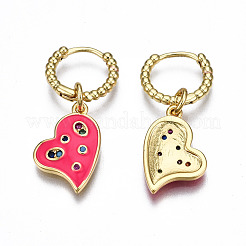Latón micro pavimenta circonio cúbico pendientes de aro huggie&nbsp;EJEW-T014-35G-NF