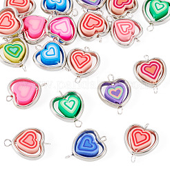20 Stück Polymer Clay Herz & Ccb Herz Rahmen Glieder Verbinder Charms&nbsp;CLAY-TADJ0001-04