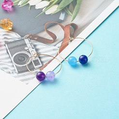 Pendientes de aro de cuentas de jade de Malasia teñidos naturales para niñas y mujeres&nbsp;EJEW-JE04632-01
