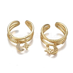 Latón ajustable micro pavimento claro cubic zirconia manguito anillos&nbsp;ZIRC-Z002-02G