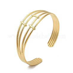 Ionenplattierung (IP) 304 Edelstahl Multi Line Manschette Armreifen für Frauen&nbsp;BJEW-L682-006G