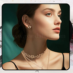 2 stücke 2 arten stern legierung anhänger 3 layered halsketten für frauen&nbsp;NJEW-SC0001-55