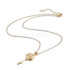 Colliers à pendentif en zircone cubique transparent micro pavé en laiton&nbsp;NJEW-H100-12G