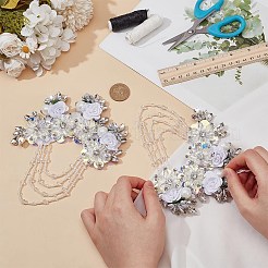 2 Stück Blumen aus Polyester mit Legierung&nbsp;DIY-FG0006-69B