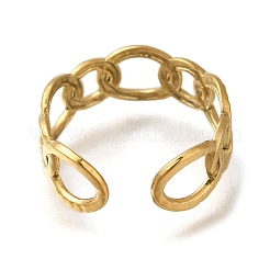 Bague ouverte en acier inoxydable 304 avec chaîne gourmette pour femme&nbsp;RJEW-F161-02G-17
