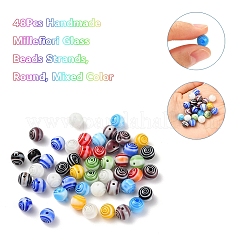 48 Stück handgemachte Millefiori Glasperlen&nbsp;LK-YW0001-02B
