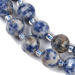 Perles de jaspe tache bleue naturelle&nbsp;G-G182-B31-03
