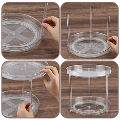 Étagère de rangement de bureau rotative multifonctionnelle à 2 niveau en plastique&nbsp;ODIS-WH0709-255A
