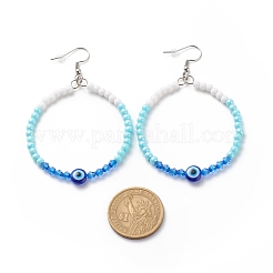 Pendientes colgantes de anillo grande con cuentas de acrílico y mal de ojo de resina&nbsp;EJEW-JE04999-05