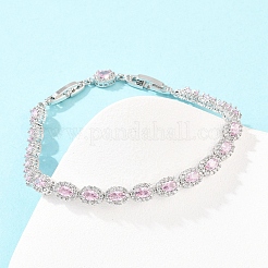 Tennisarmbänder aus platinfarbenem Messing mit Mikropavé-Fassung aus Zirkonia&nbsp;BJEW-B160-02P-01