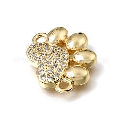 Ciondoli a forma di cuore e impronta di zampa in ottone con micro pavé di zirconi cubici trasparenti.&nbsp;KK-E802-03G