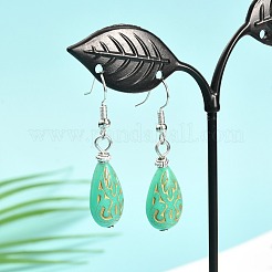 Orecchini pendenti con perline acriliche con placcatura a goccia per ragazze donne&nbsp;EJEW-JE04679-03