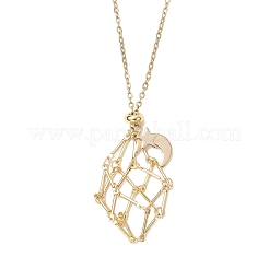 Leere Makramee-Tasche aus Edelstahl 304 mit Stern-Mond-Anhänger und Kabelkette&nbsp;NJEW-JN05282-02