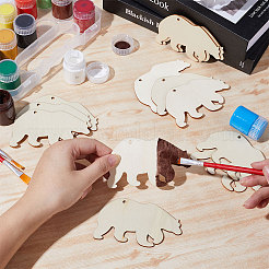 Ensemble de pendentifs en bois vierges inachevés à thème animal pour les arts de la peinture&nbsp;WOOD-WH0124-26B