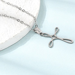 Colliers pendentifs croix religieuse en acier inoxydable 304&nbsp;SA-CBAB727-02P