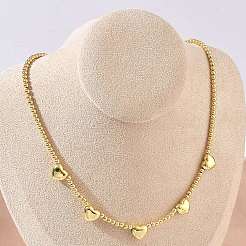 Collane di ottone con perline a forma di cuore tondo&nbsp;NJEW-Z120-01G