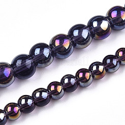 Chapelets de perles en verre transparent électrolytique&nbsp;GLAA-T032-T6mm-AB03