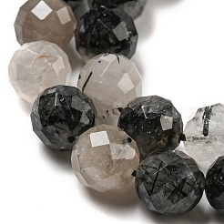 Natürliche turmalinierte Quarz / schwarze Rutilquarz Perlen Stränge&nbsp;G-D463-01A