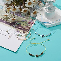 Bracciale a maglie di sole con pietre preziose naturali e perline di ematite sintetica da donna&nbsp;BJEW-JB08964