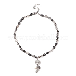 Collar con colgante de árbol de la vida de cuarzo rutilado natural&nbsp;NJEW-JN04335-04