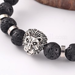 Stretch-Armbänder aus natürlichem Lavastein&nbsp;BJEW-JB02183-03