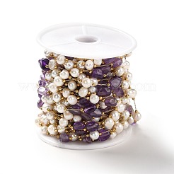 Catene di perle naturali e ametista&nbsp;CHS-B002-01G-07