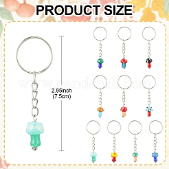 10 llavero con colgante de hongo de lampwork&nbsp;KEYC-FS00021
