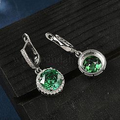 Pendientes de aro de circonio cúbico y micro arcilla de plata esterlina 925&nbsp;EJEW-B147-01A-02