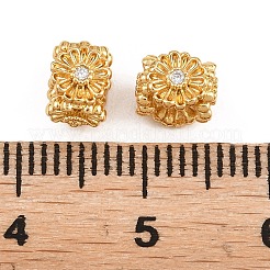 Perle di zirconi cubici trasparenti in micro pavè di ottone&nbsp;KK-Z162-18G